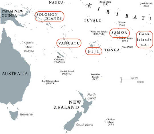 The Pacific islands used in the research. (traditional skills help people on the tourism deprived pacific islands survive the pandemic)