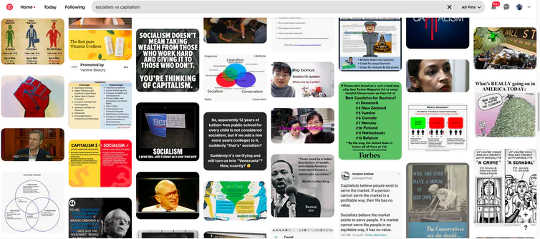 Some commentary on socialism on Pinterest.  (socialism is a trigger word on social media but real discussion is going on amid the screaming)