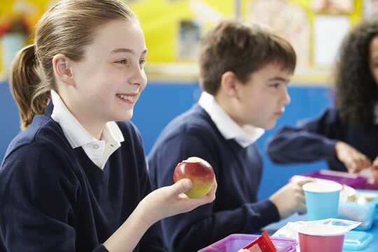 Children at school eating.