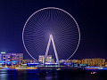 a gigantic ferris wheel overlookinga cityscape