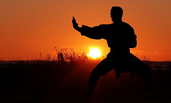 a person practicing a meditative form of martial arts