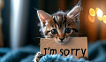 kitten holding a sign that says I'm Sorry"