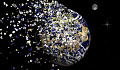 a globe of Planet Earth made up of trillions of hearts