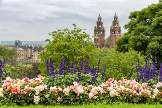 View of Kelvingrove Art Gallery from Kelvingrove Park, Glasgow.