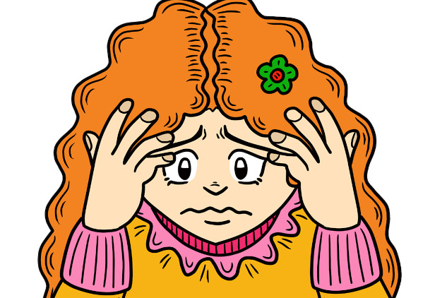 a caricature of a young woman looking very stressed