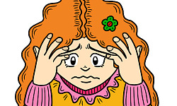 a caricature of a young woman looking very stressed