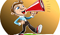 caricature of someone speaking through a megaphone