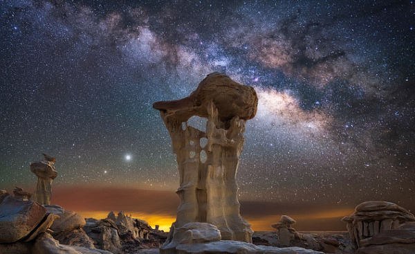 Jupiter Rising Beyond Alien Throne Rock, New Mexico, USA